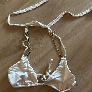 Beach Bunny White Bikini Top with Chain Straps